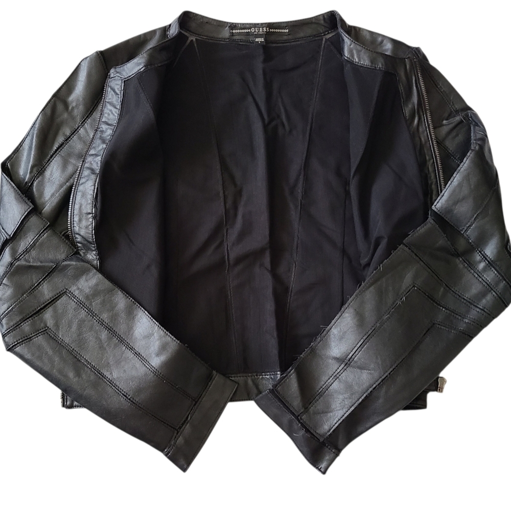 GUESS | FAUX LEATHER |MOTO JACKET | SIZE LARGE - Picture 4 of 11